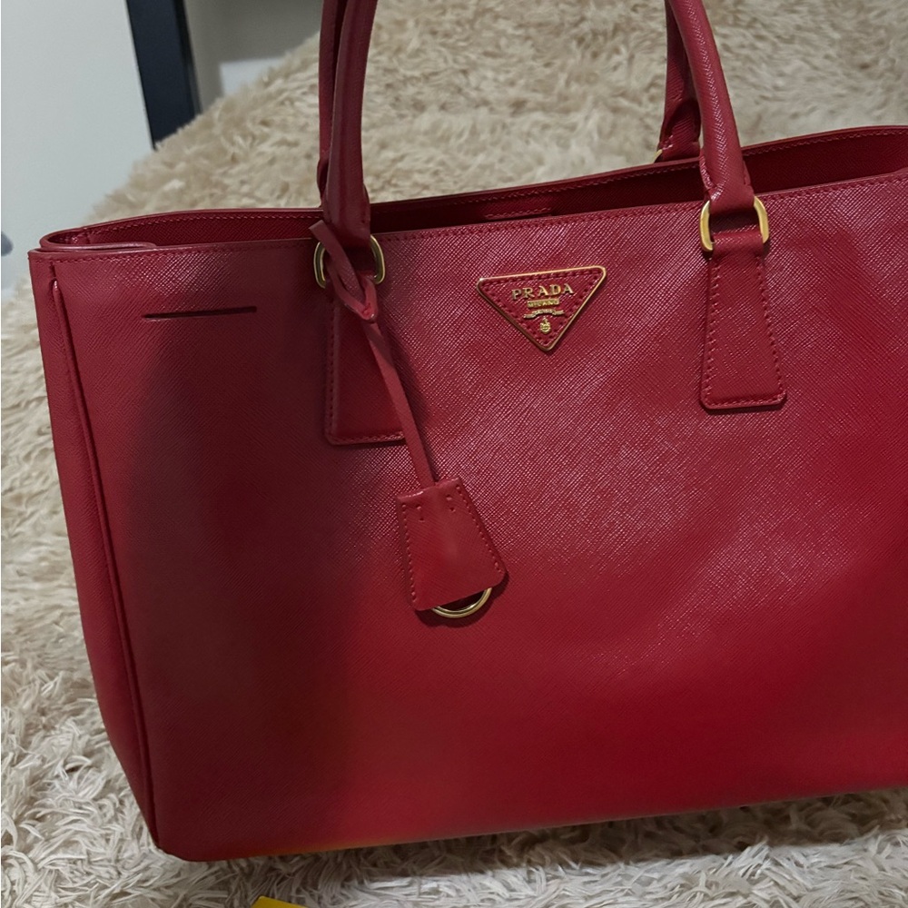 Prada Red Saffiano Leather Tote